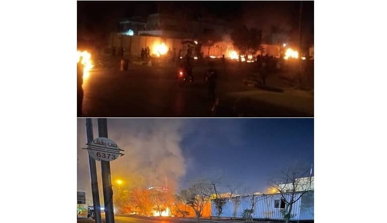 fire - آتش زدن دیوار کنسولگری ایران در کربلای عراق
